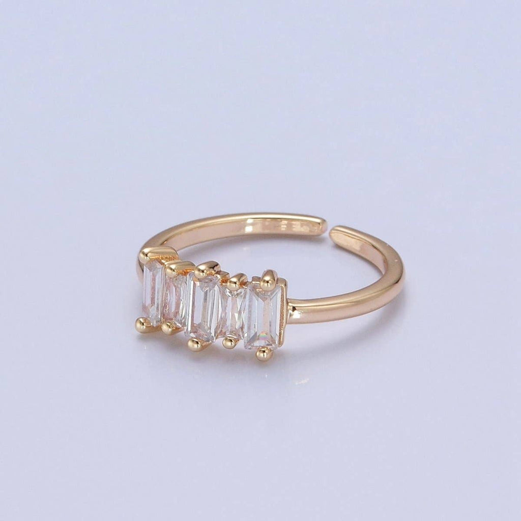 16K Gold Filled Minimalist Gold Baguette Stone Ring | O-739