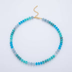 18K Gold Filled Splashed Earth & Sky Toned Color Colorful Gemstone Chain Rondelle Bead Necklace 17.3 Inch with Extender | WA3302 - WA3315