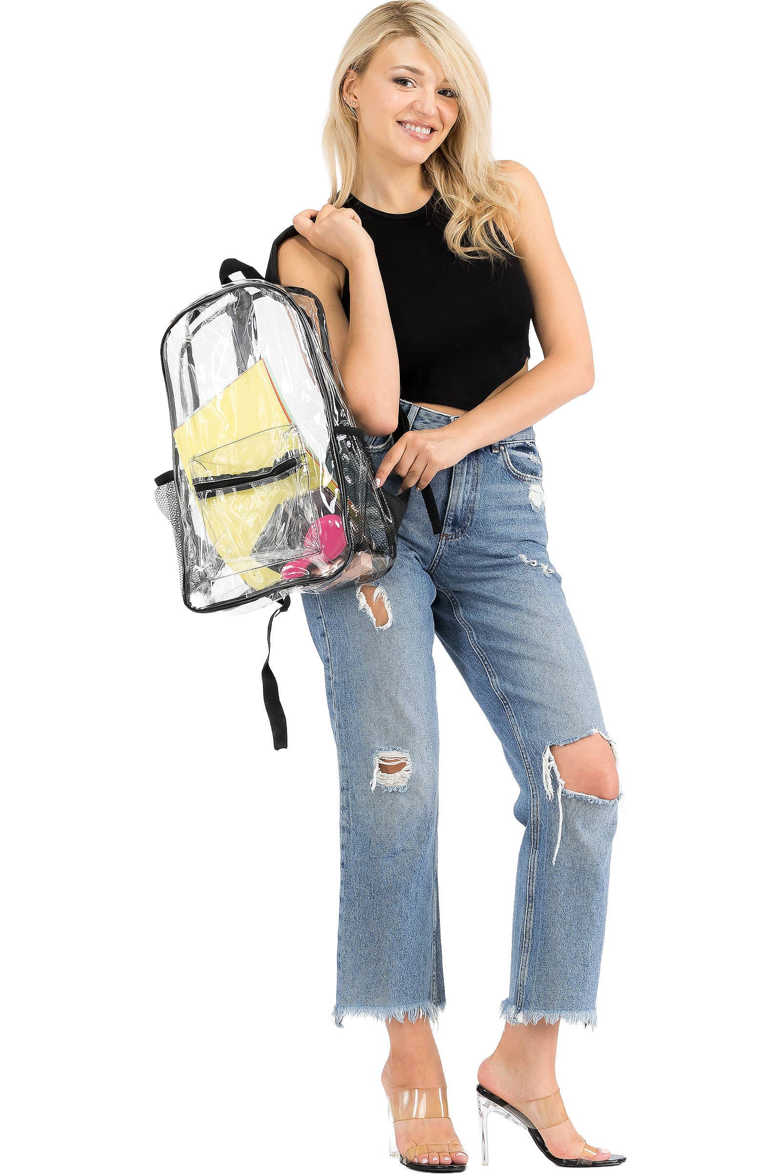 Extra Large Color Outlined Clear Pvc Backpack