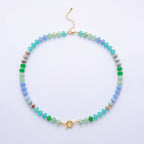 18K Gold Filled Colorful Candy Gemstone Rondelle Bead Chain Necklace 17.5 Inch with Extender | WA-3318