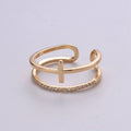 Side Cross Ring - Gold Cross Ring - Stacking Rings - Sideway Cross Ring - Cross Jewelry - Religious Jewelry - Sign Ring - Micro Pave ring R-060