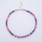 18K Gold Filled Splashed Earth & Sky Toned Color Colorful Gemstone Chain Rondelle Bead Necklace 17.3 Inch with Extender | WA3302 - WA3315