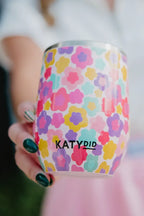 Groovy Multicolored Flowers Wine Tumbler