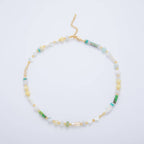 18K Gold Filled Splashed Earth & Sky Toned Color Colorful Gemstone Chain Rondelle Bead Necklace 17.3 Inch with Extender | WA3302 - WA3315