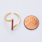 16K Gold Filled Fuchsia Micro Paved CZ Linear Lined Ring | Rings-00022