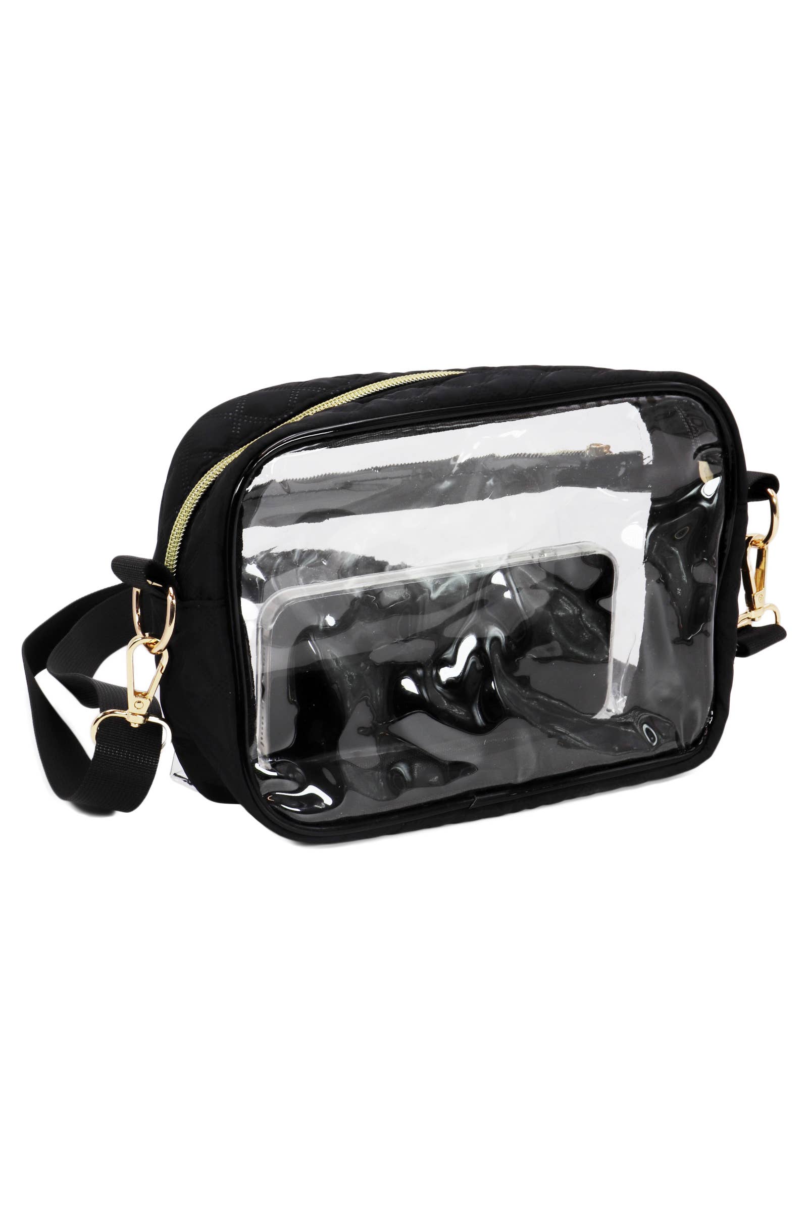 Quilted Clear PVC Crossbody Messenger Bag