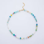18K Gold Filled Splashed Earth & Sky Toned Color Colorful Gemstone Chain Rondelle Bead Necklace 17.3 Inch with Extender | WA3302 - WA3315