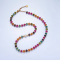 24K Gold Filled Multicolor Agate Shell Pearl Bead 16 Inch Necklace | WA-2644