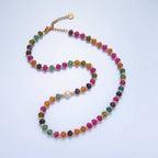 24K Gold Filled Multicolor Agate Shell Pearl Bead 16 Inch Necklace | WA-2644