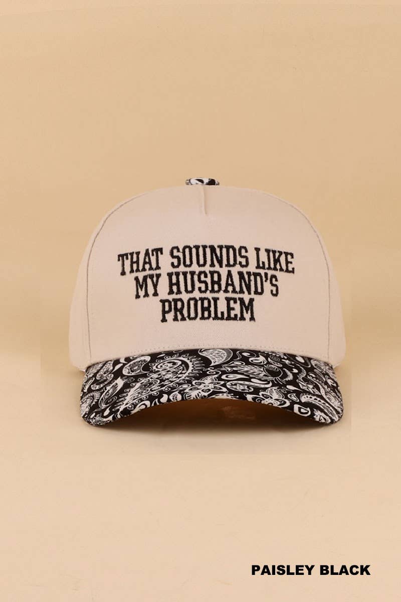 That Sounds Like My Husband’s Problem Two Tone Cotton Hat  Zenana Consgt.