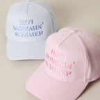HOT MOMMIN' SUMMER Embroidered Striped Trucker Hat