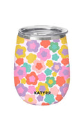 Groovy Multicolored Flowers Wine Tumbler