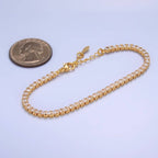 24K Gold Filled 3mm Clear CZ Baguette 7 Inch Tennis Bracelet | WA-2977