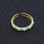 Dainty Gold Stackable Enamel Ring Bohemian Colorful Rainbow Band Open Adjustable S-120 ~ S-129