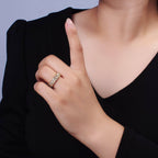 14K Gold Filled Clear Baguette CZ Lined Adjustable Ring O607
