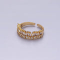 14K Gold Filled Clear Baguette CZ Lined Adjustable Ring O607