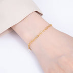18K Gold Filled 7.4mm x 3.6mm Minimalist Paperclip Chain 6.5 Inch Bracelet | WA-04192
