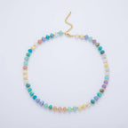 18K Gold Filled Splashed Earth & Sky Toned Color Colorful Gemstone Chain Rondelle Bead Necklace 17.3 Inch with Extender | WA3302 - WA3315