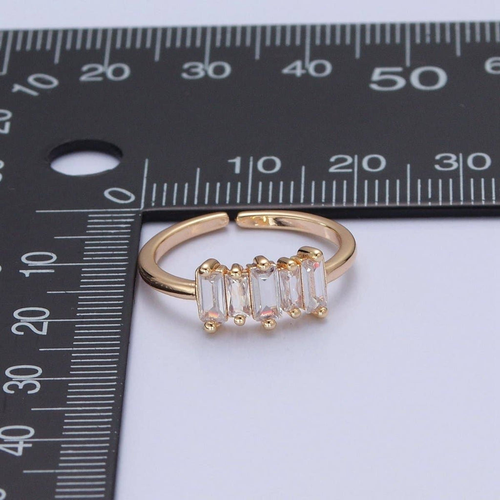 16K Gold Filled Minimalist Gold Baguette Stone Ring | O-739