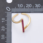 16K Gold Filled Fuchsia Micro Paved CZ Linear Lined Ring | Rings-00022