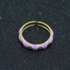 Dainty Gold Stackable Enamel Ring Bohemian Colorful Rainbow Band Open Adjustable S-120 ~ S-129