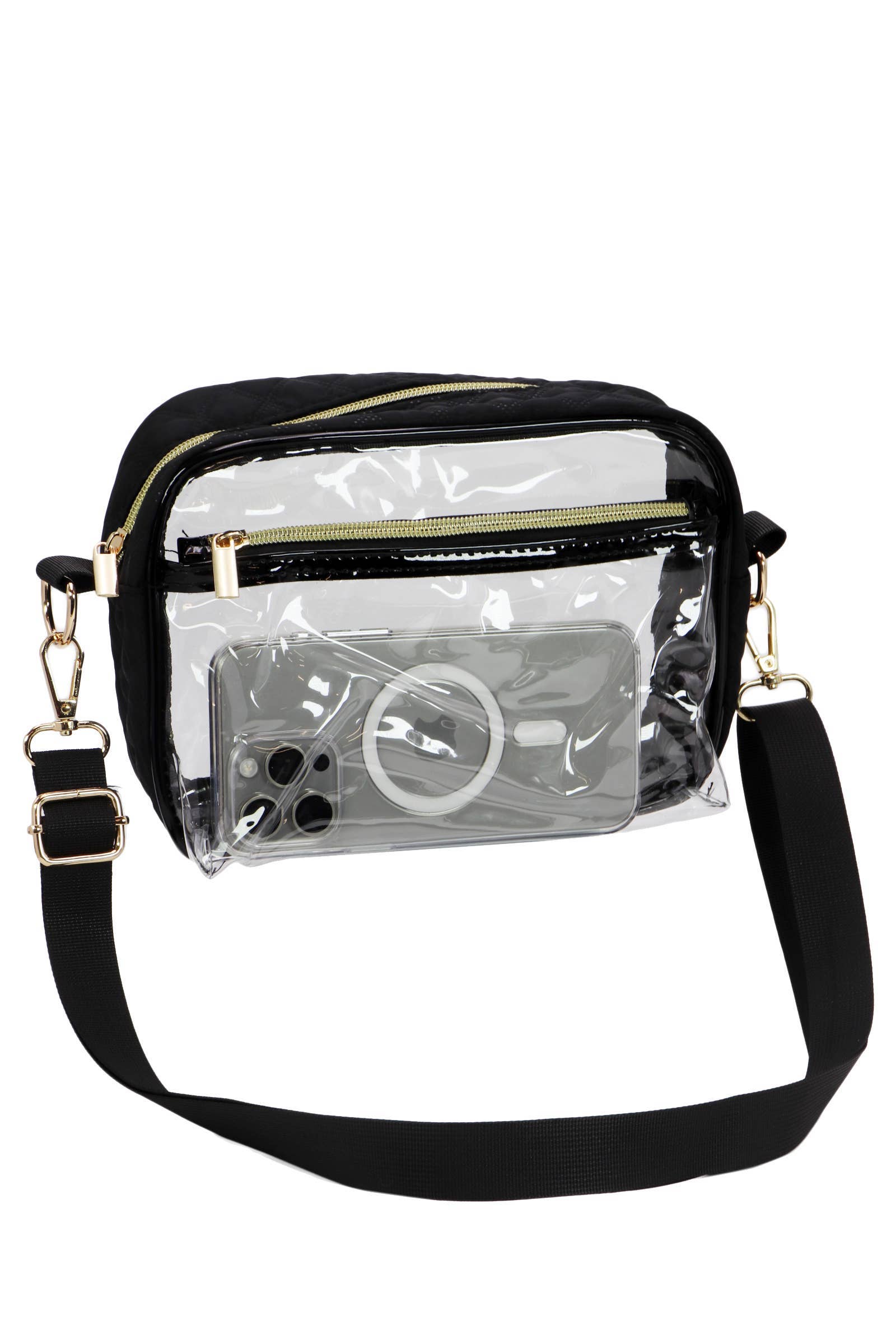 Quilted Clear PVC Crossbody Messenger Bag