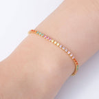 18K Gold Filled 2.5mm Multicolor CZ Tennis Chain 8 Inch Bracelet w. Extender | WA-04198