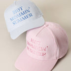 HOT MOMMIN' SUMMER Embroidered Striped Trucker Hat