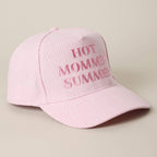 HOT MOMMIN' SUMMER Embroidered Striped Trucker Hat