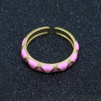 Dainty Gold Stackable Enamel Ring Bohemian Colorful Rainbow Band Open Adjustable S-120 ~ S-129