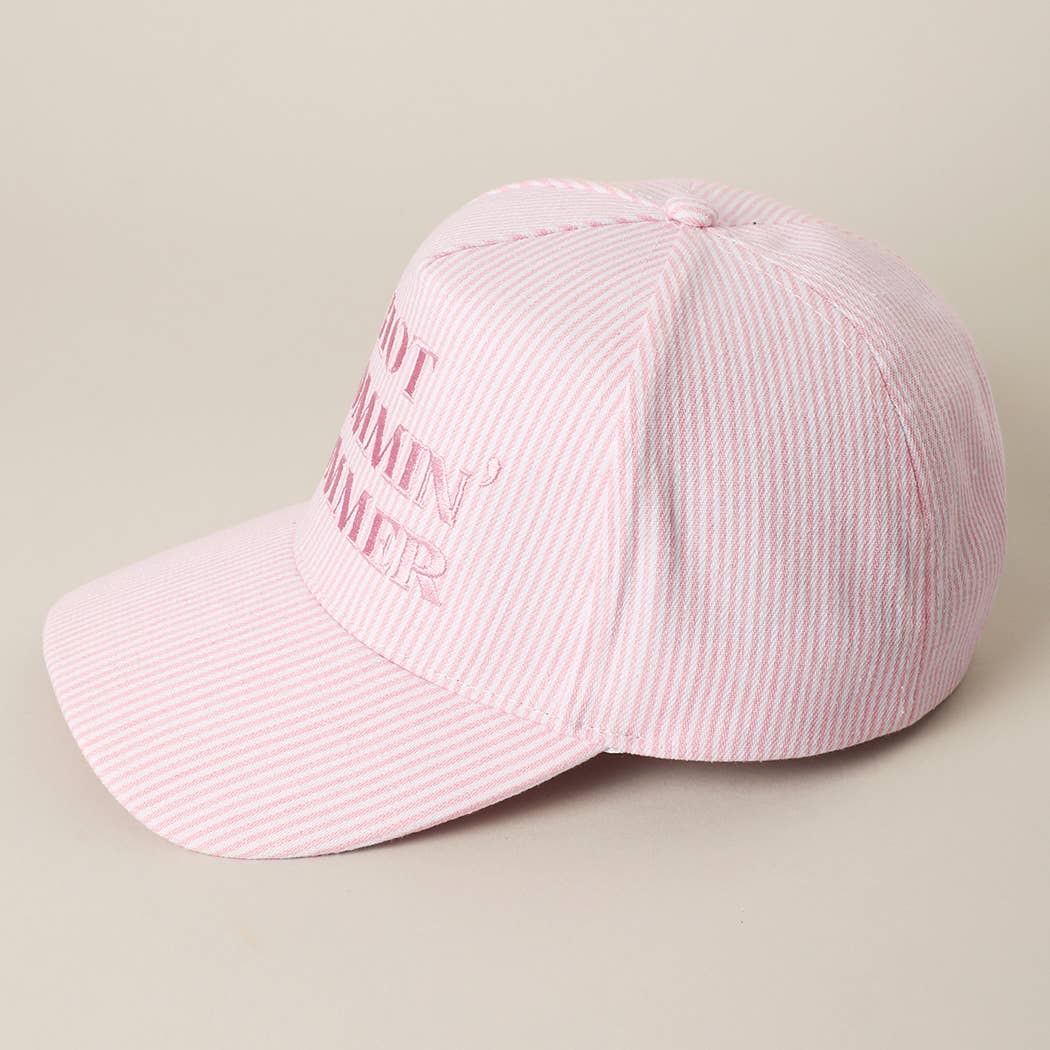 HOT MOMMIN' SUMMER Embroidered Striped Trucker Hat