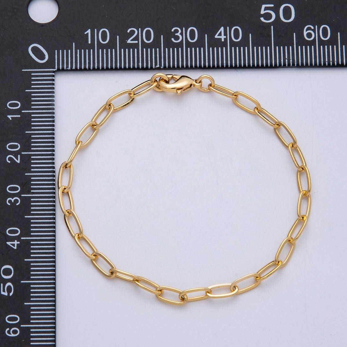 18K Gold Filled 7.4mm x 3.6mm Minimalist Paperclip Chain 6.5 Inch Bracelet | WA-04192
