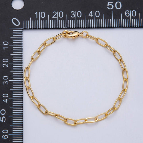 18K Gold Filled 7.4mm x 3.6mm Minimalist Paperclip Chain 6.5 Inch Bracelet | WA-04192
