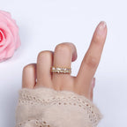 14K Gold Filled Clear Baguette CZ Lined Adjustable Ring O607
