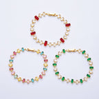 18K Gold Filled 9mm Multicolor Baguette CZ Tennis Chain 7 Inch Bracelet | WA-04218 ~ WA-04220