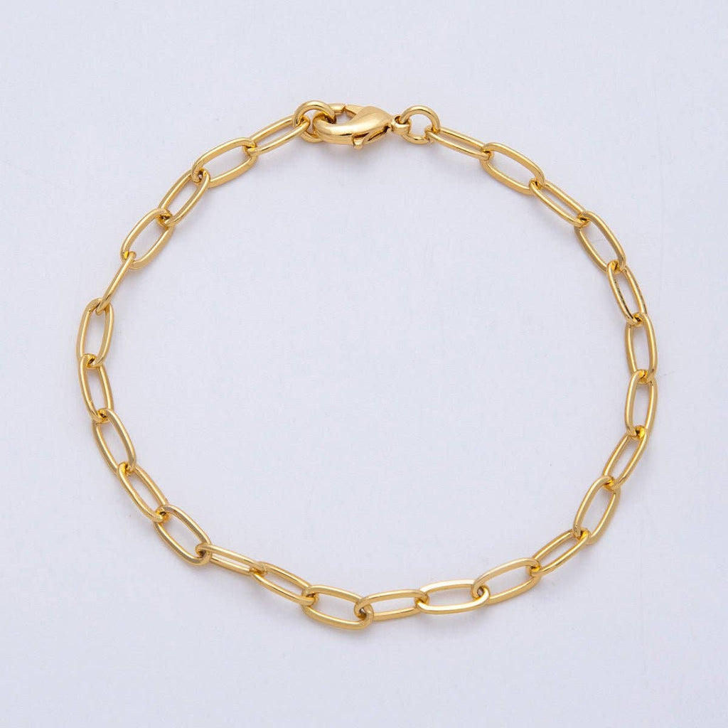 18K Gold Filled 7.4mm x 3.6mm Minimalist Paperclip Chain 6.5 Inch Bracelet | WA-04192