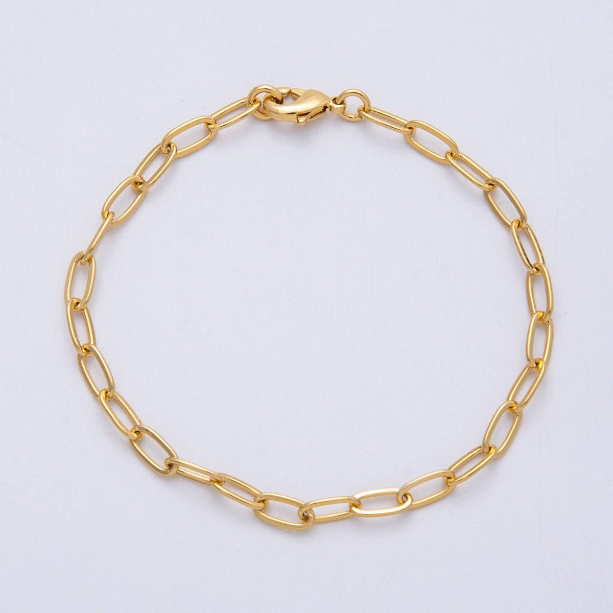 18K Gold Filled 7.4mm x 3.6mm Minimalist Paperclip Chain 6.5 Inch Bracelet | WA-04192
