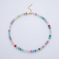 18K Gold Filled Splashed Earth & Sky Toned Color Colorful Gemstone Chain Rondelle Bead Necklace 17.3 Inch with Extender | WA3302 - WA3315