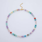 18K Gold Filled Splashed Earth & Sky Toned Color Colorful Gemstone Chain Rondelle Bead Necklace 17.3 Inch with Extender | WA3302 - WA3315