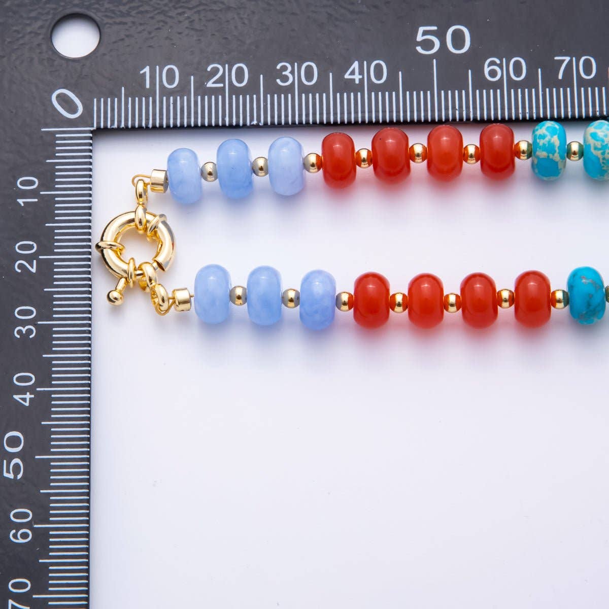 18K Gold Filled Colorful Candy Gemstone Rondelle Bead Chain Necklace 17.5 Inch with Extender | WA-3318