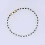 24K Gold Filled 2.2mm Green, Blue Round CZ Alternate 7 Inches Tennis Bracelet | WA-3819 - WA-3820
