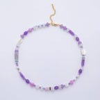 18K Gold Filled Splashed Earth & Sky Toned Color Colorful Gemstone Chain Rondelle Bead Necklace 17.3 Inch with Extender | WA3302 - WA3315