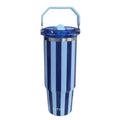 Light Blue and Navy Striped 30 Oz Cabana Tumbler