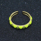 Dainty Gold Stackable Enamel Ring Bohemian Colorful Rainbow Band Open Adjustable S-120 ~ S-129