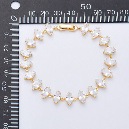 18K Gold Filled 10mm Clear Marquise CZ Tennis Chain 8 Inch Bracelet | WA-04193