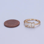 16K Gold Filled Minimalist Gold Baguette Stone Ring | O-739