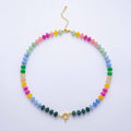 18K Gold Filled Colorful Candy Gemstone Rondelle Bead Chain Necklace 17.5 Inch with Extender | WA-3318