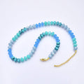 18K Gold Filled Blue Gradient Rondelle Gemstone 18 Inch Necklace | WA-3307