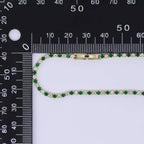 24K Gold Filled 2.2mm Green, Blue Round CZ Alternate 7 Inches Tennis Bracelet | WA-3819 - WA-3820