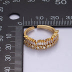 14K Gold Filled Clear Baguette CZ Lined Adjustable Ring O607